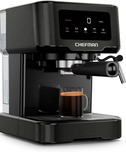 Chefman CraftBrew Espresso Machine. 15-Bar Pump Digital Espresso Maker w/Steam Wand for Latte & Cappuccino.